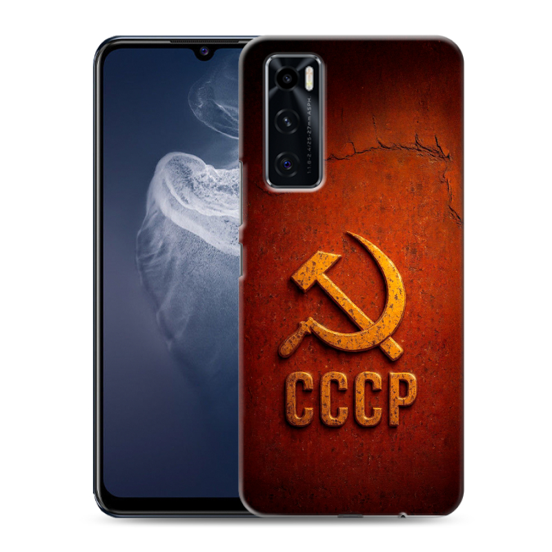 Силиконовый противоударный чехол на Vivo V20 SE с принтом Флаг Герб СССР Силиконовый противоударный чехол на Vivo V20 SE с принтом Флаг Герб СССР