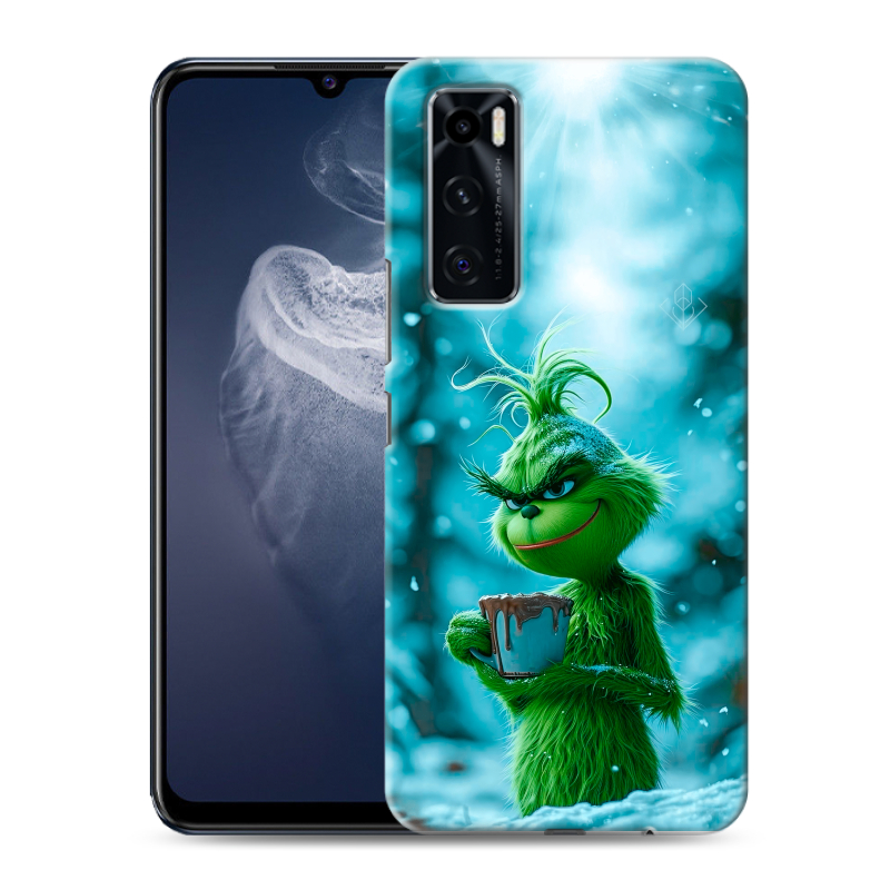 Силиконовый противоударный чехол на Vivo V20 SE с принтом Новый год гринч Силиконовый противоударный чехол на Vivo V20 SE с принтом Новый год гринч