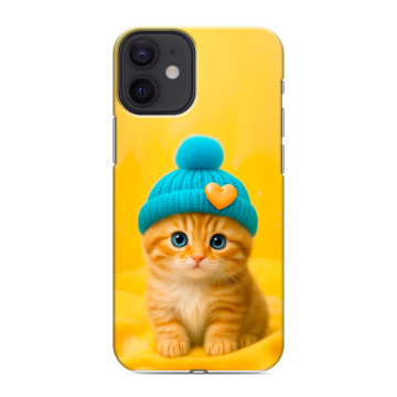 Силиконовый чехол на Iphone 12 Mini с принтом Котенок в шапке Силиконовый чехол на Iphone 12 Mini с принтом Котенок в шапке