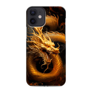 Силиконовый чехол на Iphone 12 Mini с принтом Золотой дракон