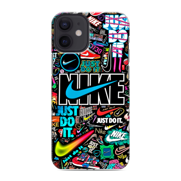 Силиконовый чехол на Iphone 12 Mini с принтом найк nike черный