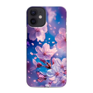 Силиконовый чехол на Iphone 12 Mini с принтом цветы бабочки Силиконовый чехол на Iphone 12 Mini с принтом цветы бабочки