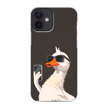 Силиконовый чехол на Iphone 12 Mini с принтом утка в очках Силиконовый чехол на Iphone 12 Mini с принтом утка в очках