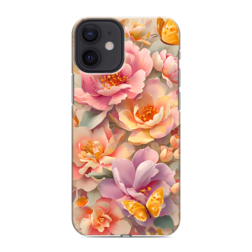 Силиконовый чехол на Iphone 12 Mini с принтом Цветы и бабочки Силиконовый чехол на Iphone 12 Mini с принтом Цветы и бабочки