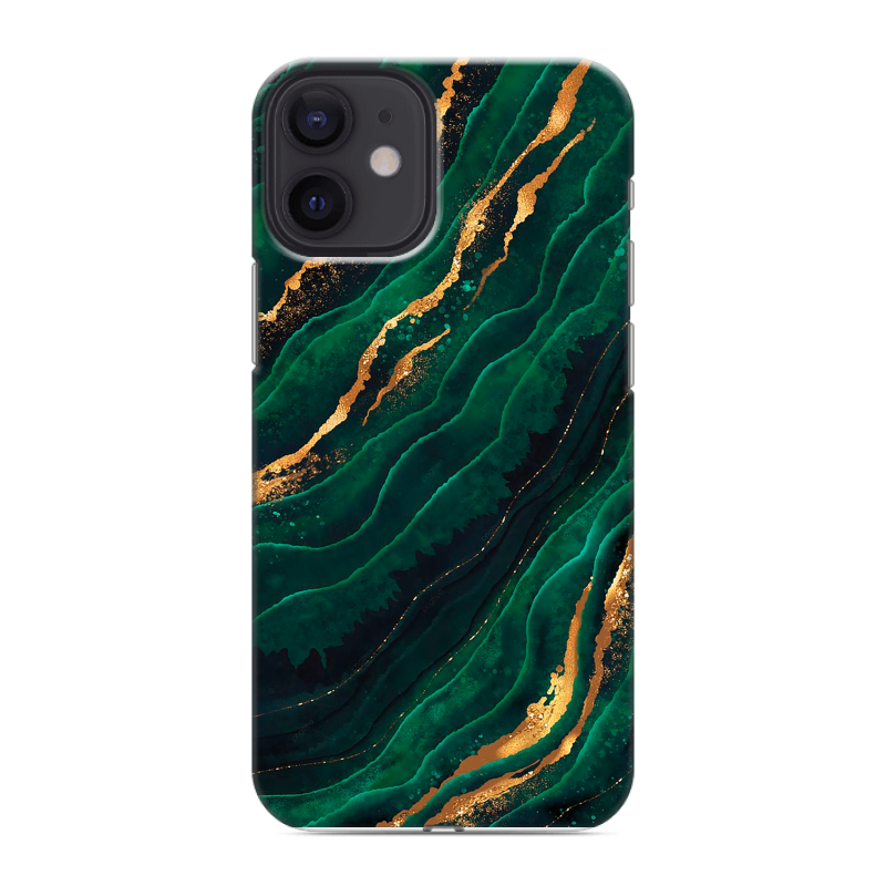 Силиконовый противоударный чехол на Iphone 12 Mini с принтом Мрамор зеленое золото Силиконовый противоударный чехол на Iphone 12 Mini с принтом Мрамор зеленое золото