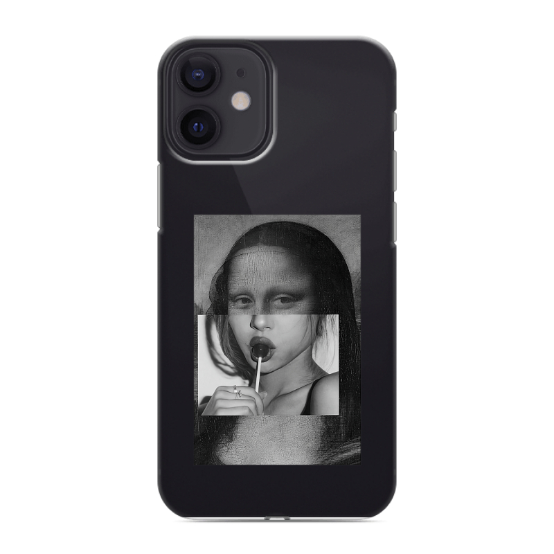 Силиконовый противоударный чехол на Iphone 12 Mini с принтом Мона Лиза Силиконовый противоударный чехол на Iphone 12 Mini с принтом Мона Лиза