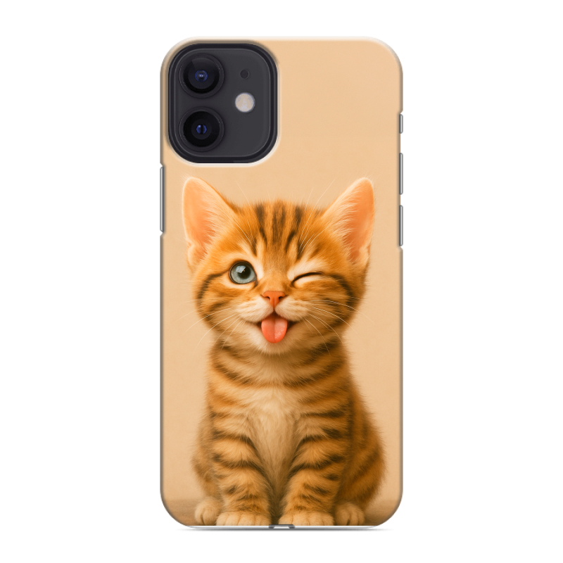 Силиконовый противоударный чехол на Iphone 12 Mini с принтом котенок Силиконовый противоударный чехол на Iphone 12 Mini с принтом котенок