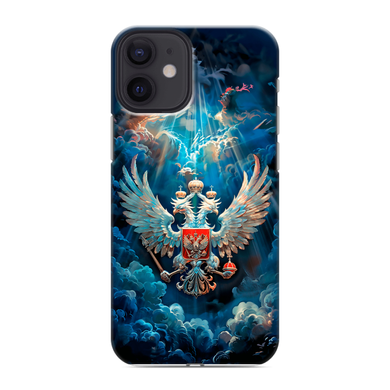 Силиконовый чехол на Iphone 12 Mini с принтом Герб флаг России Силиконовый чехол на Iphone 12 Mini с принтом Герб флаг России