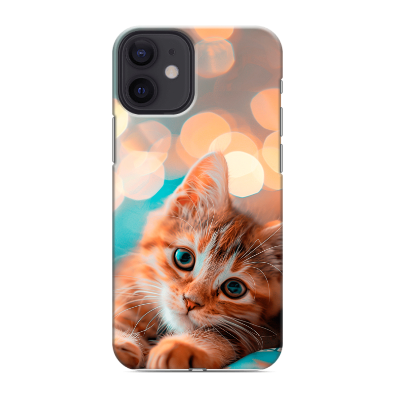 Силиконовый противоударный чехол на Iphone 12 Mini с принтом котик Силиконовый противоударный чехол на Iphone 12 Mini с принтом котик