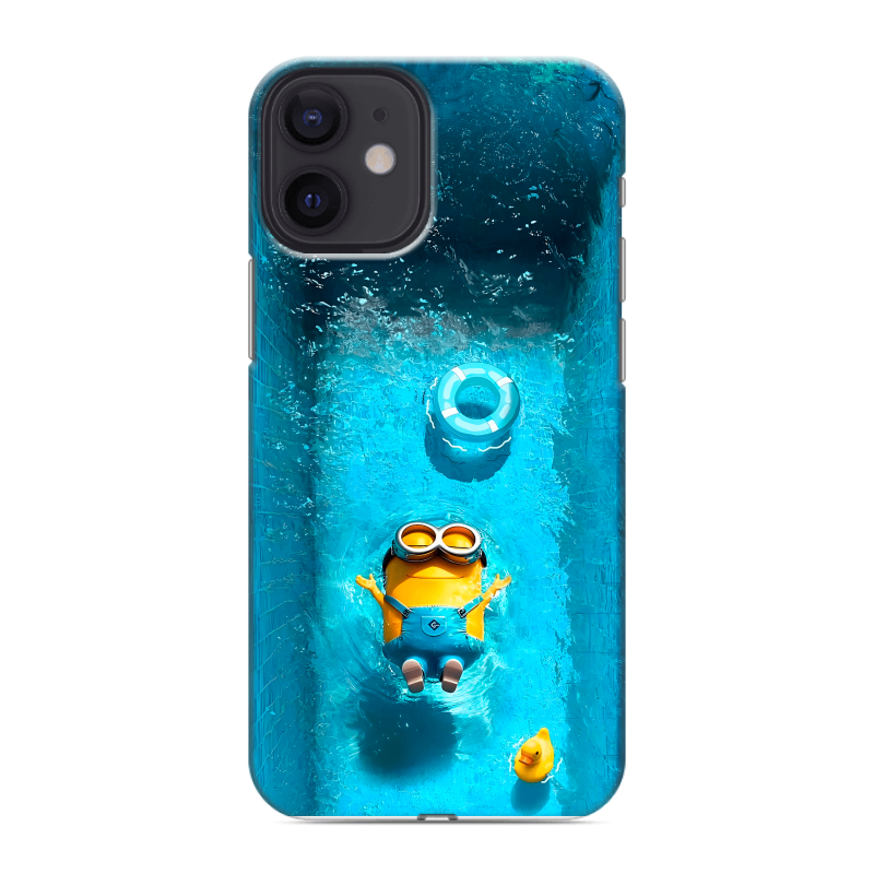 Силиконовый противоударный чехол на Iphone 12 Mini с принтом Миньоны Силиконовый противоударный чехол на Iphone 12 Mini с принтом Миньоны