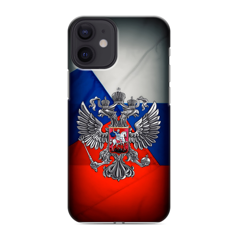Силиконовый чехол на Iphone 12 Mini с принтом Флаг России Силиконовый чехол на Iphone 12 Mini с принтом Флаг России
