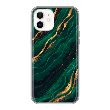 Силиконовый чехол на Iphone 12 с принтом Мрамор зеленое золото Силиконовый чехол на Iphone 12 с принтом Мрамор зеленое золото