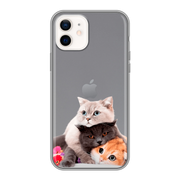 Силиконовый чехол на Iphone 12 с принтом Кошки Силиконовый чехол на Iphone 12 с принтом Кошки