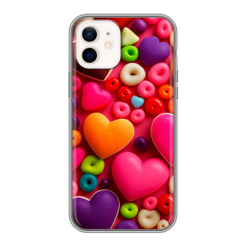 Силиконовый чехол на Iphone 12 с принтом Сердечки Силиконовый чехол на Iphone 12 с принтом Сердечки
