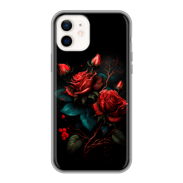 Силиконовый чехол на Iphone 12 с принтом Розы красные Силиконовый чехол на Iphone 12 с принтом Розы красные