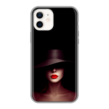 Силиконовый чехол на Iphone 12 с принтом Девушка в шляпе Силиконовый чехол на Iphone 12 с принтом Девушка в шляпе