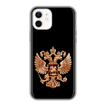 Силиконовый чехол на Iphone 12 с принтом Герб России золотой Силиконовый чехол на Iphone 12 с принтом Герб России золотой