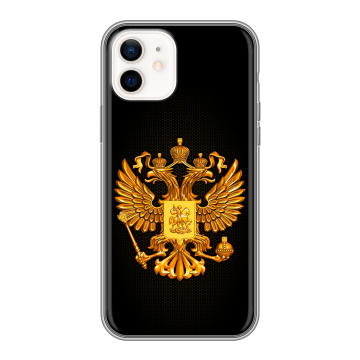 Силиконовый чехол на Iphone 12 с принтом Герб России желтый Силиконовый чехол на Iphone 12 с принтом Герб России желтый