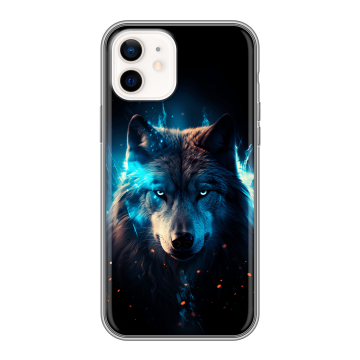 Силиконовый чехол на Iphone 12 с принтом Волк ночной Силиконовый чехол на Iphone 12 с принтом Волк ночной