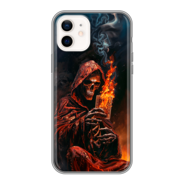 Силиконовый чехол на Iphone 12 с принтом Скелет и карты Силиконовый чехол на Iphone 12 с принтом Скелет и карты