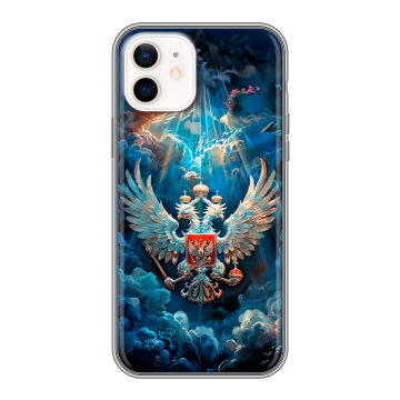 Силиконовый чехол на Iphone 12 с принтом Герб флаг России Силиконовый чехол на Iphone 12 с принтом Герб флаг России