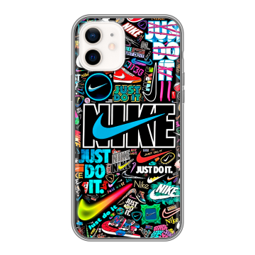 Силиконовый чехол на Iphone 12 с принтом найк nike черный Силиконовый чехол на Iphone 12 с принтом найк nike черный