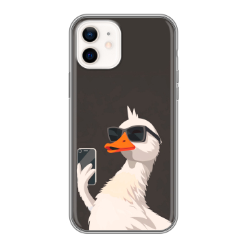 Силиконовый чехол на Iphone 12 с принтом утка в очках Силиконовый чехол на Iphone 12 с принтом утка в очках