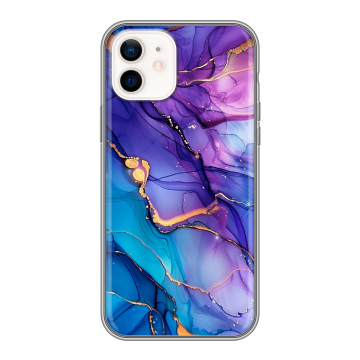 Силиконовый чехол на Iphone 12 с принтом синий мрамор Силиконовый чехол на Iphone 12 с принтом синий мрамор