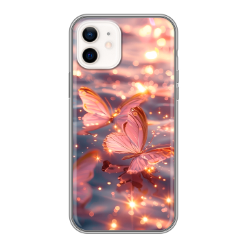 Силиконовый чехол на Iphone 12 с принтом бабочки розовые Силиконовый чехол на Iphone 12 с принтом бабочки розовые