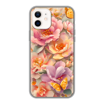 Силиконовый чехол на Iphone 12 с принтом Цветы и бабочки