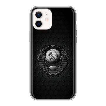 Силиконовый чехол на Iphone 12 с принтом Герб Флаг СССР Силиконовый чехол на Iphone 12 с принтом Герб Флаг СССР