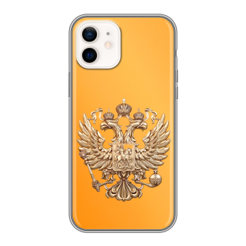 Силиконовый чехол на Iphone 12 с принтом Герб Флаг России
