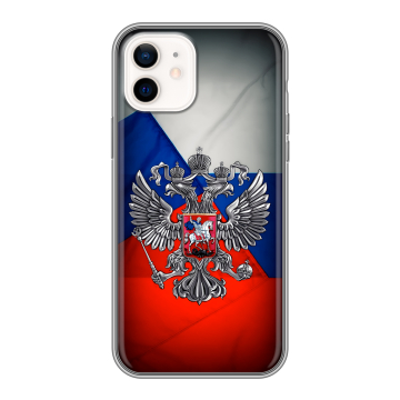 Силиконовый чехол на Iphone 12 с принтом Флаг России Силиконовый чехол на Iphone 12 с принтом Флаг России