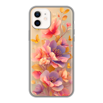 Силиконовый чехол на Iphone 12 с принтом Цветы и бабочки