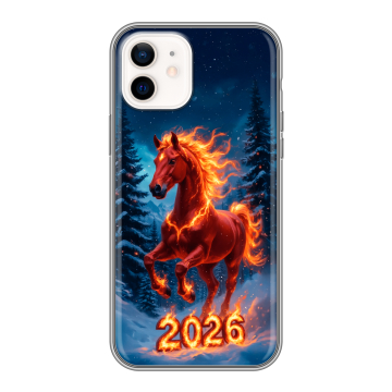 Силиконовый чехол на Iphone 12 с принтом Новый год коня