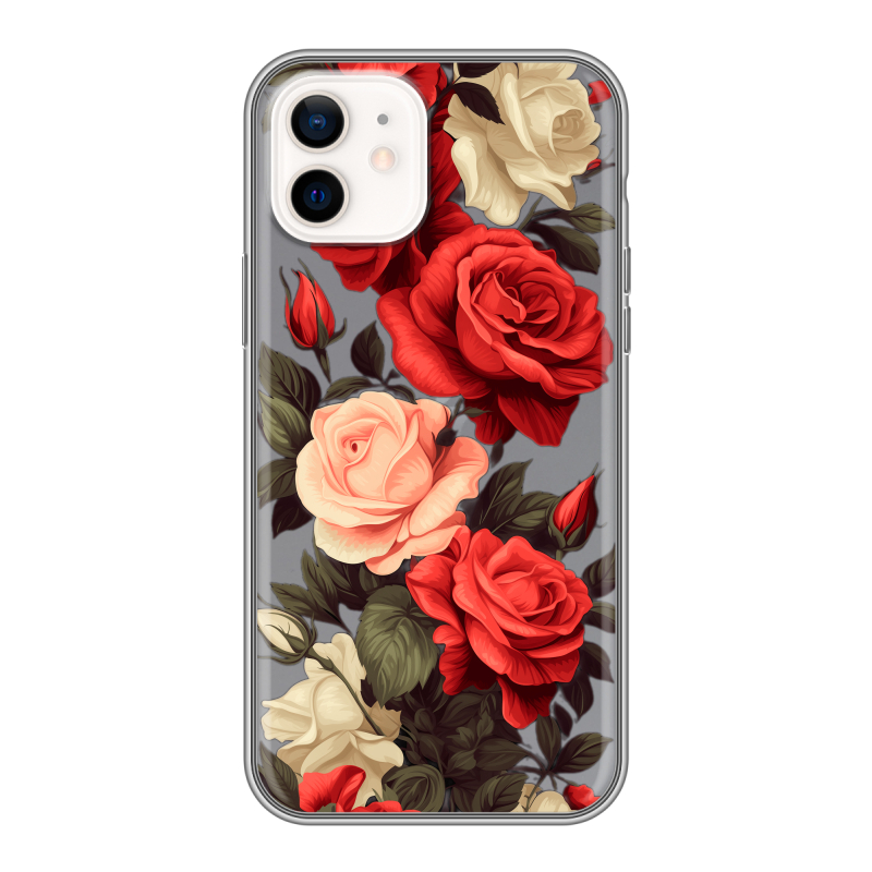 Силиконовый чехол на Iphone 12 с принтом Розы Силиконовый чехол на Iphone 12 с принтом Розы