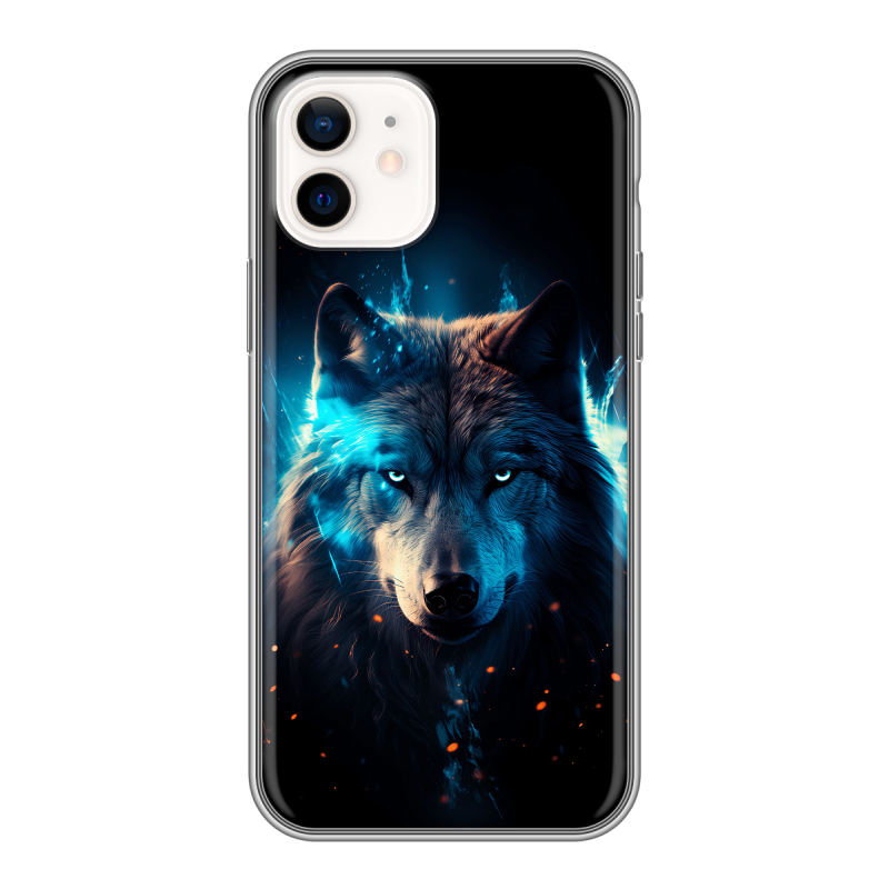 Силиконовый чехол на Iphone 12 с принтом Волк ночной Силиконовый чехол на Iphone 12 с принтом Волк ночной