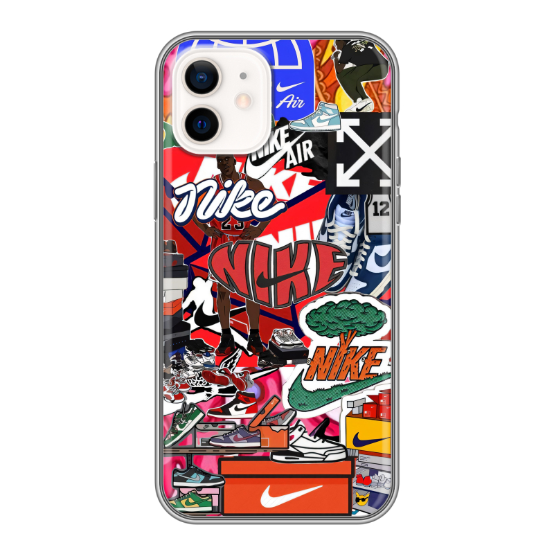 Силиконовый чехол на Iphone 12 с принтом Найк Nike яркий Силиконовый чехол на Iphone 12 с принтом Найк Nike яркий