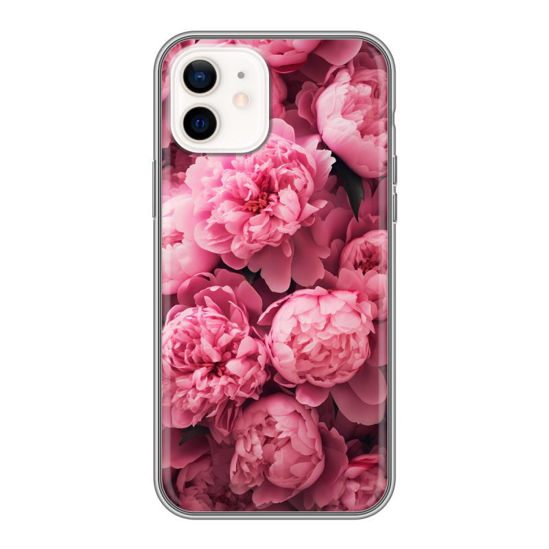Силиконовый чехол на Iphone 12 с принтом цветы пионы Силиконовый чехол на Iphone 12 с принтом цветы пионы