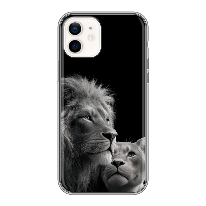 Силиконовый чехол на Iphone 12 с принтом Лев кошки Силиконовый чехол на Iphone 12 с принтом Лев кошки