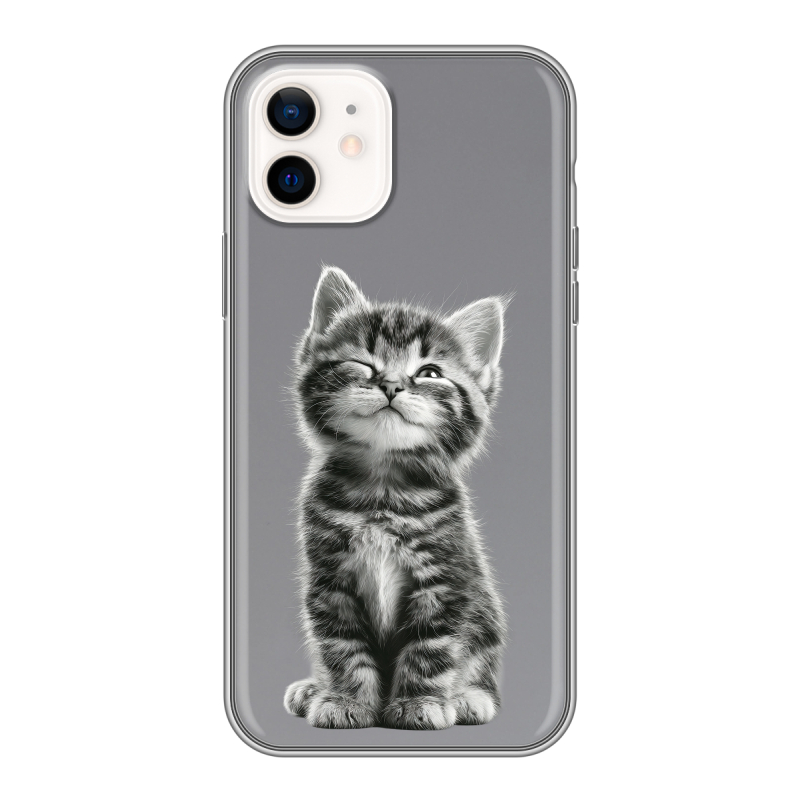 Силиконовый чехол на Iphone 12 с принтом Котенок Силиконовый чехол на Iphone 12 с принтом Котенок