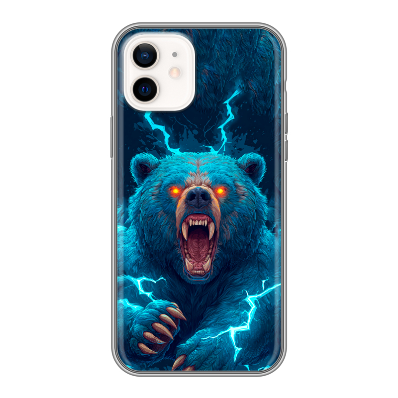 Силиконовый чехол на Iphone 12 с принтом Медведь Силиконовый чехол на Iphone 12 с принтом Медведь