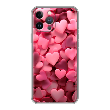 Силиконовый чехол на Iphone 12 Pro Max с принтом розовые сердечки Силиконовый чехол на Iphone 12 Pro Max с принтом розовые сердечки