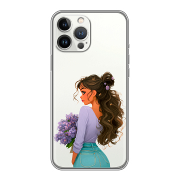 Силиконовый чехол на Iphone 12 Pro Max с принтом девушка цветы Силиконовый чехол на Iphone 12 Pro Max с принтом девушка цветы