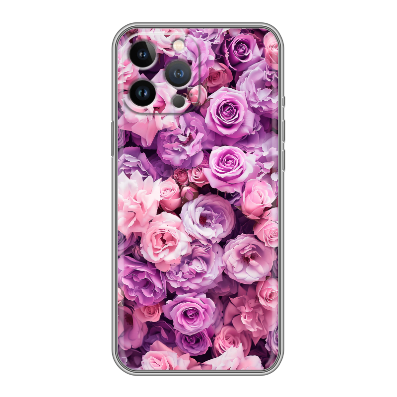 Силиконовый чехол на Iphone 12 Pro Max с принтом лавандовые розы Силиконовый чехол на Iphone 12 Pro Max с принтом лавандовые розы