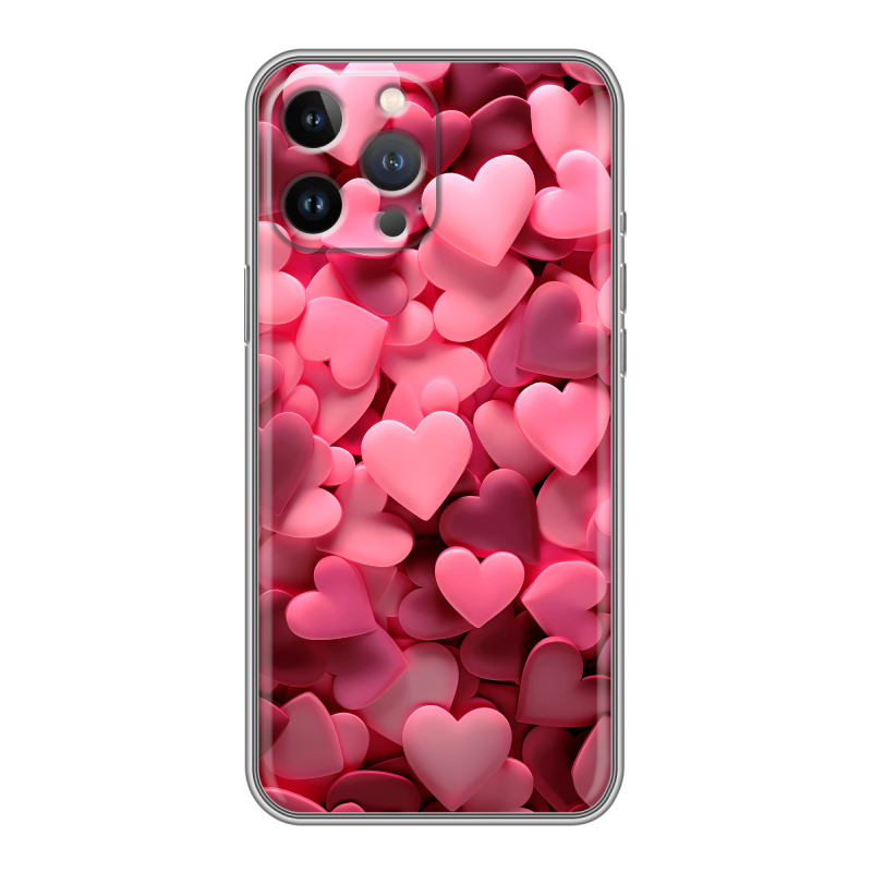 Силиконовый чехол на Iphone 12 Pro Max с принтом розовые сердечки Силиконовый чехол на Iphone 12 Pro Max с принтом розовые сердечки