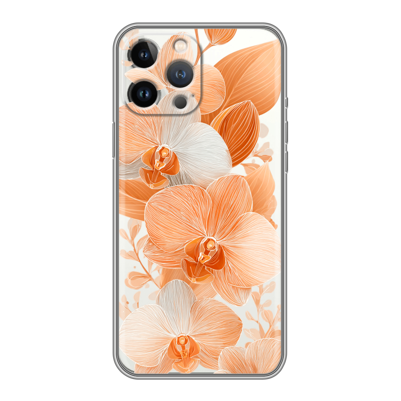 Силиконовый противоударный чехол на Iphone 12 Pro Max с принтом Бежевые цветы Силиконовый противоударный чехол на Iphone 12 Pro Max с принтом Бежевые цветы