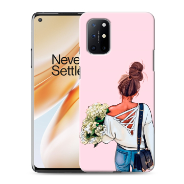 Силиконовый чехол на OnePlus 8T с принтом Девушка и букет Силиконовый чехол на OnePlus 8T с принтом Девушка и букет