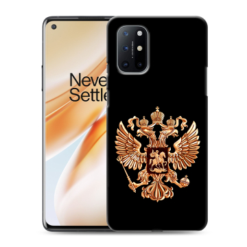 Силиконовый чехол на OnePlus 8T с принтом Герб России золотой