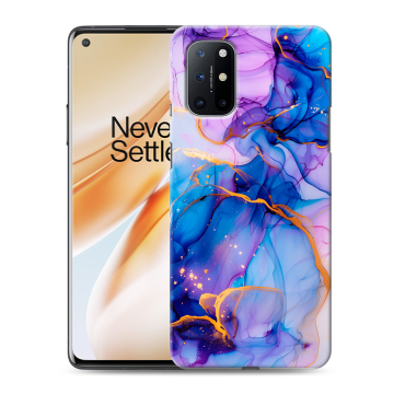 Силиконовый чехол на OnePlus 8T с принтом синий мрамор